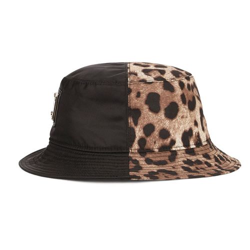 Mũ Dolce & Gabbana D&G Leopard-Print Bucket Hat With Patch Embellishment Màu Đen Nâu Size 57