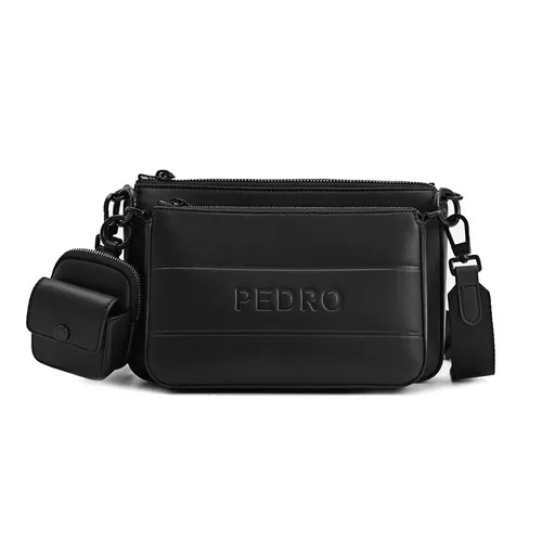 Túi Đeo Chéo Nam Pedro Sling Bag with Earphone Holder Black 25210199 Màu Đen - Túi xách - Vua Hàng Hiệu