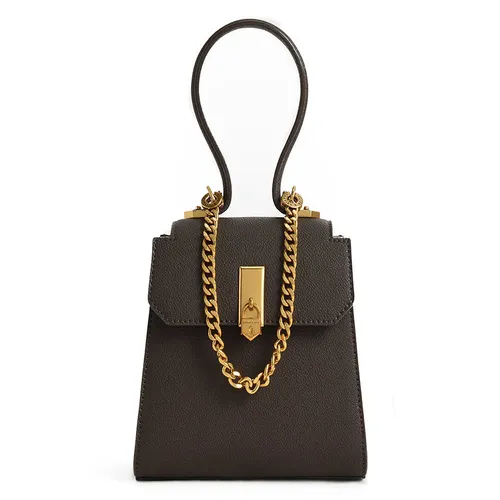 Túi Xách Nữ Charles & Keith CNK Geometric Top Handle Chain-Link Bag 50270882-1 Màu Đen Rêu