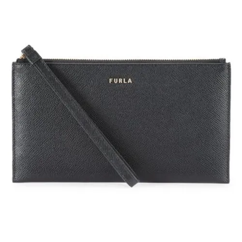 Ví Cầm Tay Furla Logo Leather Wristlet Màu Đen