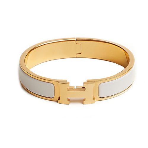 Vòng Đeo Tay Hermès Clic H Bracelet Blanc GhW Size PM Màu Vàng Trắng