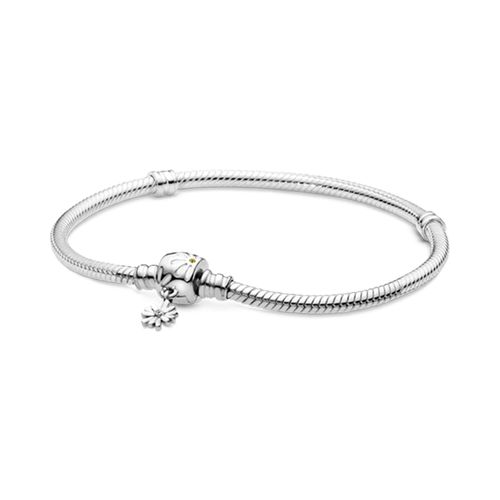 Vòng Đeo Tay Pandora Moments Daisy Flower Clasp Snake Chain Bracelet 598776C01 Màu Bạc-7
