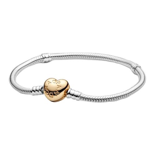 Vòng Đeo Tay Pandora Moments Heart Clasp Snake Chain Bracelet 568707C00 Màu Bạc-1