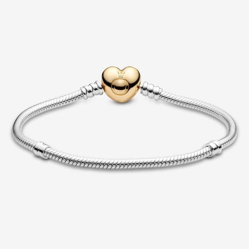 Vòng Đeo Tay Pandora Moments Heart Clasp Snake Chain Bracelet 568707C00 Màu Bạc-2