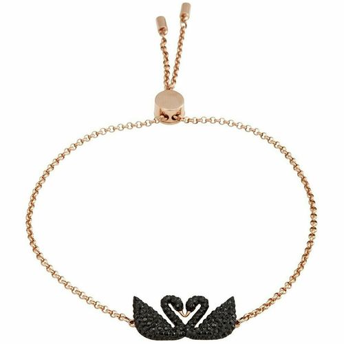 Vòng Đeo Tay Swarovski Women's Bracelet Iconic Swan Black Crystal Rose Gold Plated 5451389 Màu Vàng
