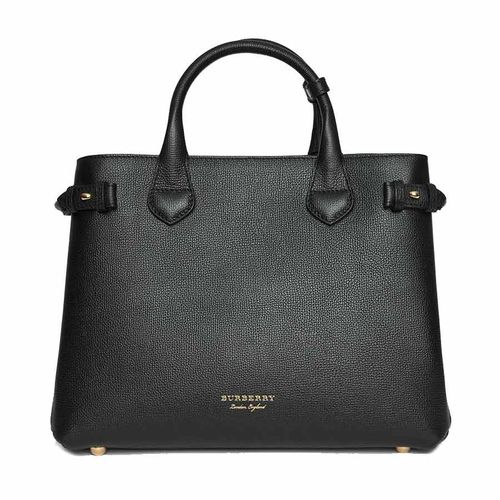 Túi Tote Burberry The Medium Banner In Leather And House Check Black Màu Đen Size 34