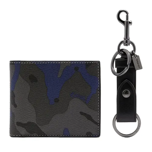 Túi xách Coach Nam Ví - Set Ví Nam Coach Boxed Id Billfold Wallet And Key Fob Gift Set In Signature Canvas With Camo Print F88912 Phối Màu - Vua Hàng Hiệu