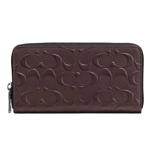 Ví Nam Coach Mens Accordion Zip Around Signature Crossgrain Wallet Leather In Mahogany Màu Nâu Size 18