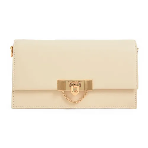 Túi Đeo Chéo Nữ Charles & Keith CNK Tallulah Metallic Push-Lock Wallet Beige CK6-10701189 Màu Be