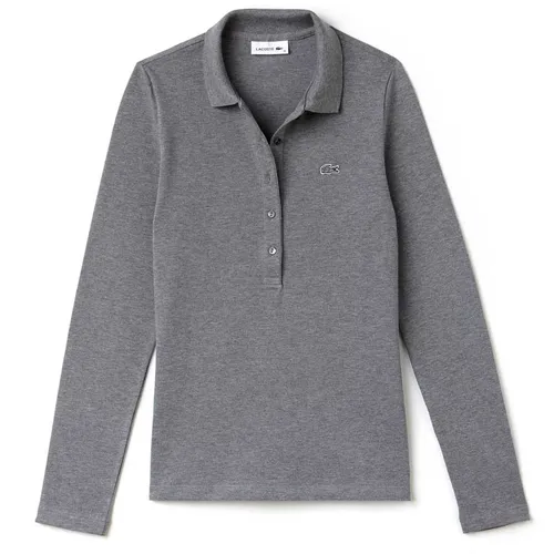 Áo Dài Tay Nữ Lacoste Women's Slim Fit Stretch Mini Piqué Polo PF7841 SVY Màu Xám Đậm