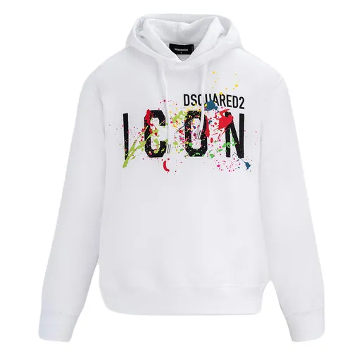Thời trang DSquared2 Áo Hoodie - Áo Hoodie Dsquared2 Icon Splatter S79GU0072 S25516 100 Màu Trắng - Vua Hàng Hiệu