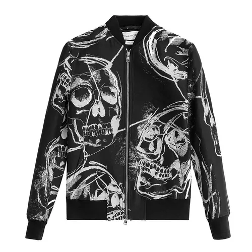 Alexander Mcqueen Nam Áo khoác - Áo Khoác Alexander McQueen Skull Print Bomber Jacket 630563 QPR46 1080 Màu Đen - Vua Hàng Hiệu