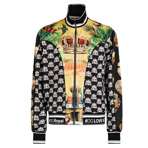 Áo Khoác Dolce & Gabbana Printed Satin Track Jacket Phối Màu