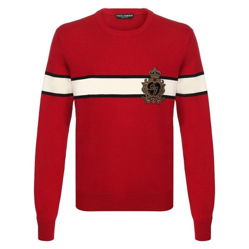 Áo Len Dolce & Gabbana Crest Logo Striped Sweater Màu Đỏ