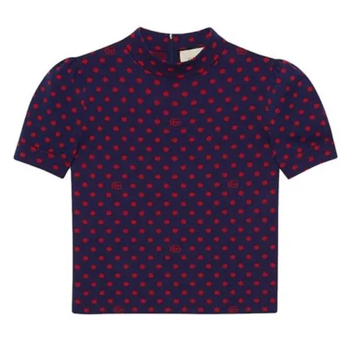 Áo Len Nữ Gucci Multicolor Polka Dot and Double G Wool Blouse Châm Bi