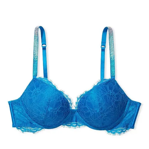 Thời trang - Áo Lót Victoria's Secret Very Sexy Ren, Dây Đính Đá 128306QD2 Màu Xanh Blue Size 34B - Vua Hàng Hiệu