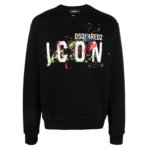 Áo Nỉ Dsquared2 Icon Splatter Sweatshirt S79GU0073 S25516 900 Màu Đen