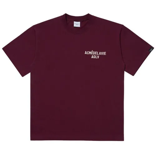 Acmé De La Vie Đỏ mận Áo phông 100% Cotton - Áo Phông Acmé De La Vie ADLV Stitch Embroidered Short Sleeve T-Shirt Wine Màu Đỏ Mận Size 1 - Vua Hàng Hiệu