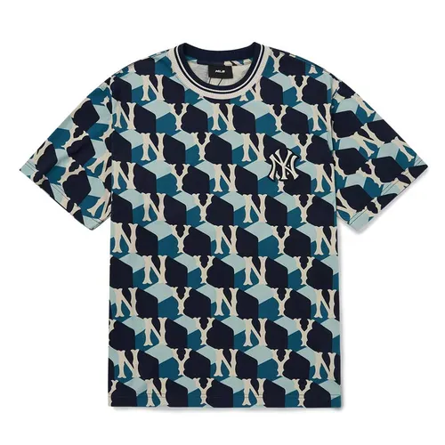 Thời trang Xanh Đen Áo phông - Áo Phông MLB Cube Monogram Overfit New York Yankees Tshirt 3ATSM0124-50NYD Màu Xanh Đen Size M - Vua Hàng Hiệu