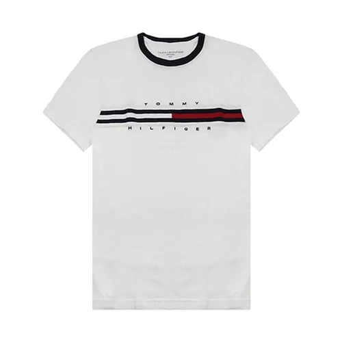 Áo Phông Tommy Hilfiger Embroidered Big Logo Round Neck Short T C817849807 White Màu Trắng Size L