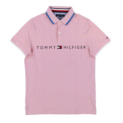 Áo Polo Tommy Hilfiger Mens Polo Shirt Slim Fit Short Sleeve Mesh Flag Màu Hồng Size M