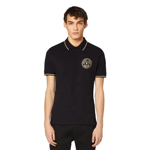 Áo Polo Versace Jeans Couture Vemblem Thick Foil 73GAGT01 CJ01T G89 Màu Đen Size L