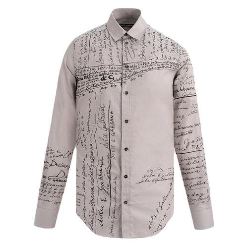 Áo Sơ Mi Dolce & Gabbana Writing-Print Buttoned Shirt G5EJ0T HP571 HJ2EN Màu Ghi
