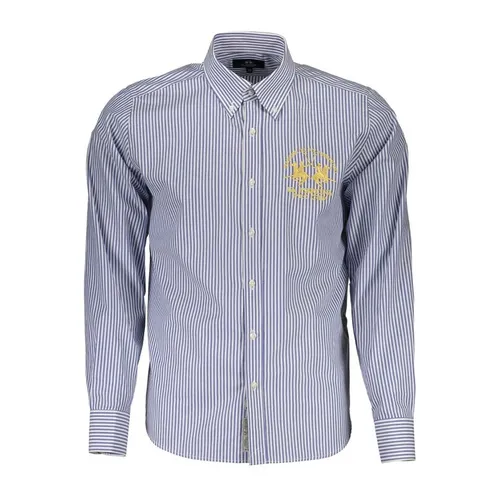 Thời trang - Áo Sơ Mi Nam La Martina Thêu Logo Kẻ Sọc Xanh Size L - Vua Hàng Hiệu