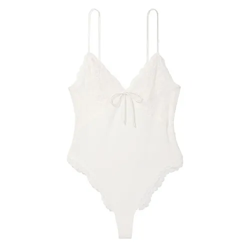 Bodysuit Victoria’s Secret Very Sexy Modal & Lace Plunge Đáy Có Nút 132060Q9Z Màu Trắng Size S