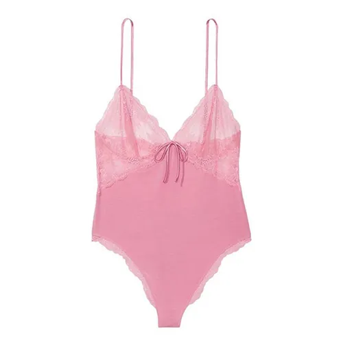 Bodysuit Victoria’s Secret Very Sexy Modal & Lace Plunge Đáy Có Nút 132060QE7 Màu Hồng Size S
