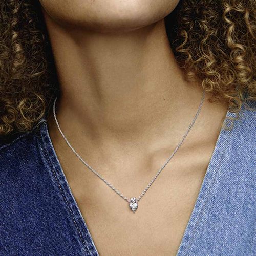 Dây Chuyền Pandora Double Heart Pendant Sparkling Collier Necklace 391229C01-45 Màu Bạc-2