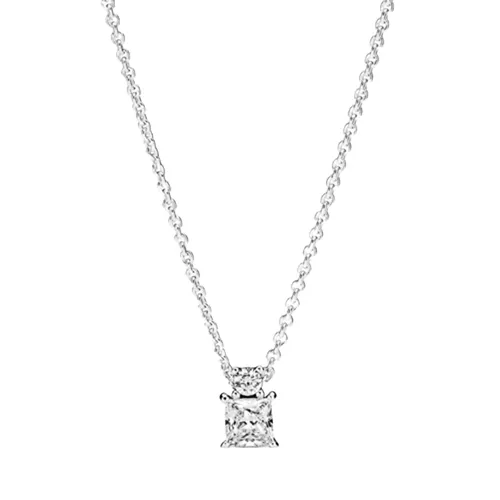 Dây Chuyền Pandora Sparkling Collier Round & Square Pendant Necklace 390048C01 Màu Bạc