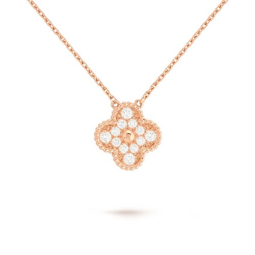 Dây Chuyền Van Cleef & Arpels Alhambra Diamond Gold 18k Rose Gold Màu Vàng Hồng (Chế Tác)