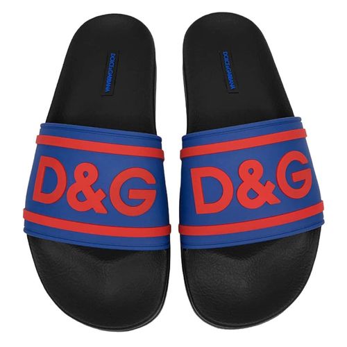 Dép Dolce & Gabbana Slide Sandals With Logo Màu Đen - Xanh Size 40