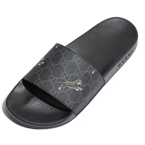 Dép Gucci Men's GG Supreme Tigers Slide Sandal Màu Đen Si - Dép - Vua Hàng Hiệu