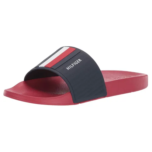 Dép Tommy Hilfiger Men's Eastern Slide Sandal Màu Đen Đỏ Size 42