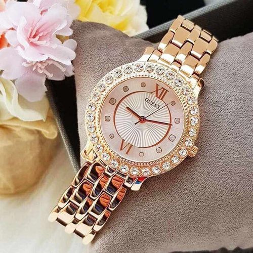 Đồng Hồ Nữ Guess Petite Crystal Blush Wrist Watch 34mm U1062L3 Màu Vàng Hồng-1