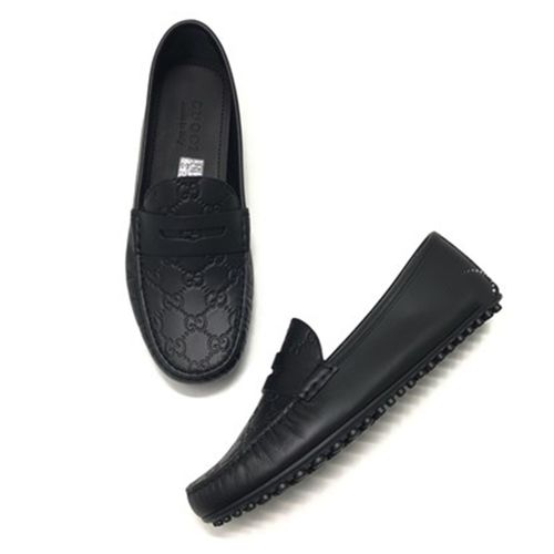 Giày Lười Gucci Mocca Shoes With Embossed Black Màu Đen Size 39-1