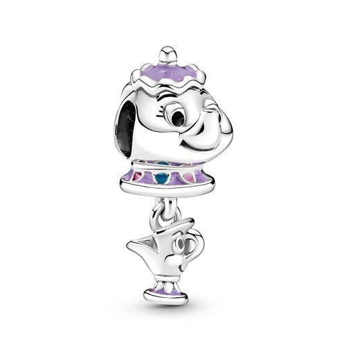 Hạt Vòng Charm Pandora Disney Beauty And The Beast Mrs Potts And Chip Dangle 799015C01 Màu Bạc Tím