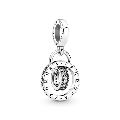 Hạt Vòng Charm Pandora Logo Circles Dangle 799490C01 Màu Bạc