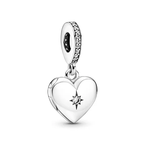 Hạt Vòng Charm Pandora Openable Heart Locket Dangle 799537C01 Màu Bạc