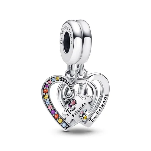 Hạt Vòng Charm Pandora Puzzle Piece Hearts Splittable Friendship Dangle 792239C01 Màu Bạc - Trang sức - Vua Hàng Hiệu