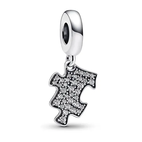 Hạt Vòng Charm Pandora Sparkling Puzzle Piece Dangle 792241C01 Màu Bạc