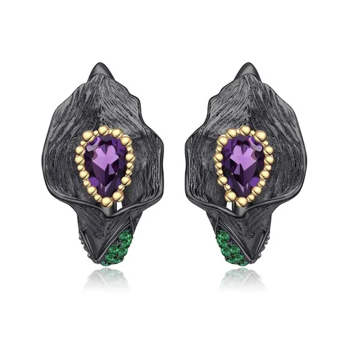 Kya Jewel Phối màu - Khuyên Tai Kya Jewel Hoa Tulip Thạch Anh Tím KW10 - Vua Hàng Hiệu