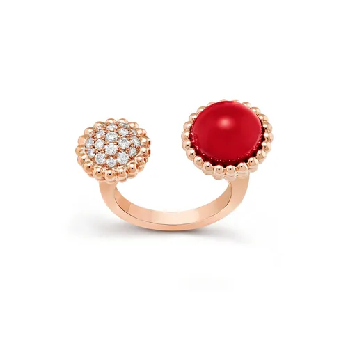 Nhẫn Jewery Luxury Alhambra Carnelian Gold 18k Rose Gold Màu Vàng Hồng