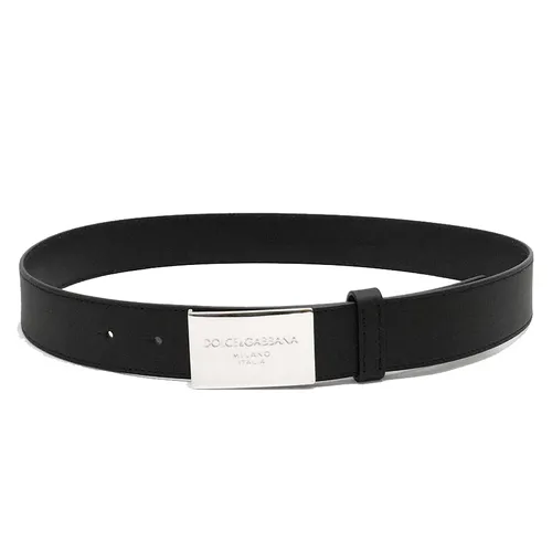 Thắt Lưng Dolce & Gabbana Belt D&G Mặt Bạc Vuông BC3624 Màu Đen Size 90
