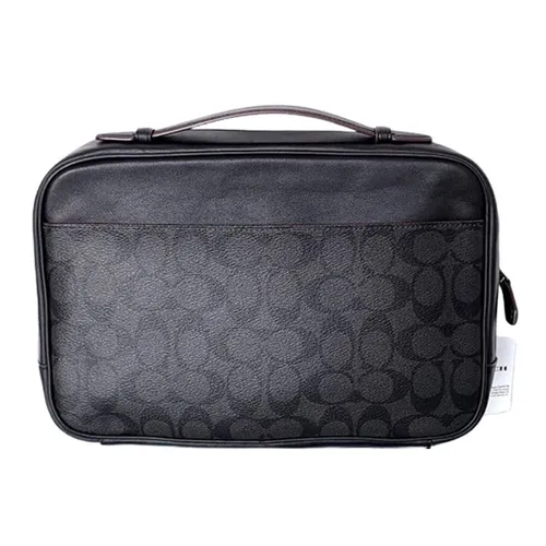 Túi Cầm Tay Nam Coach Multifunction Pouch Sign Black/Oxblood F66554 Màu Đen