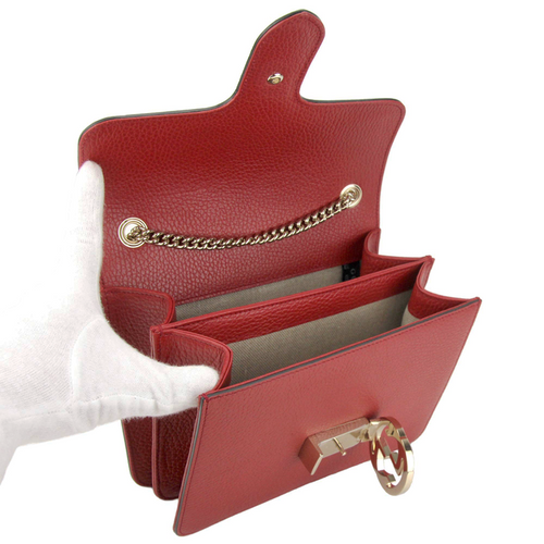 Túi Đeo Chéo Gucci Interlocking Leather Chain Crossbody Màu Đỏ-7