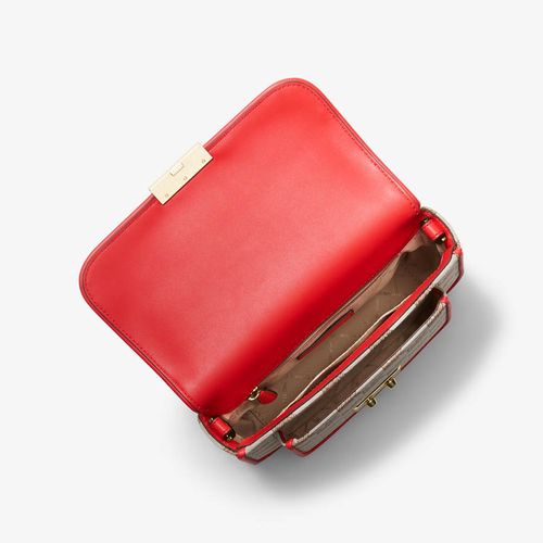 Túi Đeo Chéo Michael Kors MK Sloan Editor Medium Logo Jacquard Messenger Bag Màu Đỏ-1