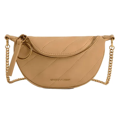 Túi Đeo Chéo Nữ Charles & Keith CNK Philomena Upcycled Leather Crossbody Bag 80151186 Màu Kem
